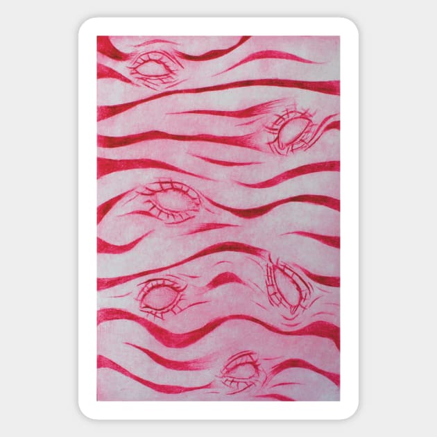 waves eyes pattern engraving Sticker by maoudraw